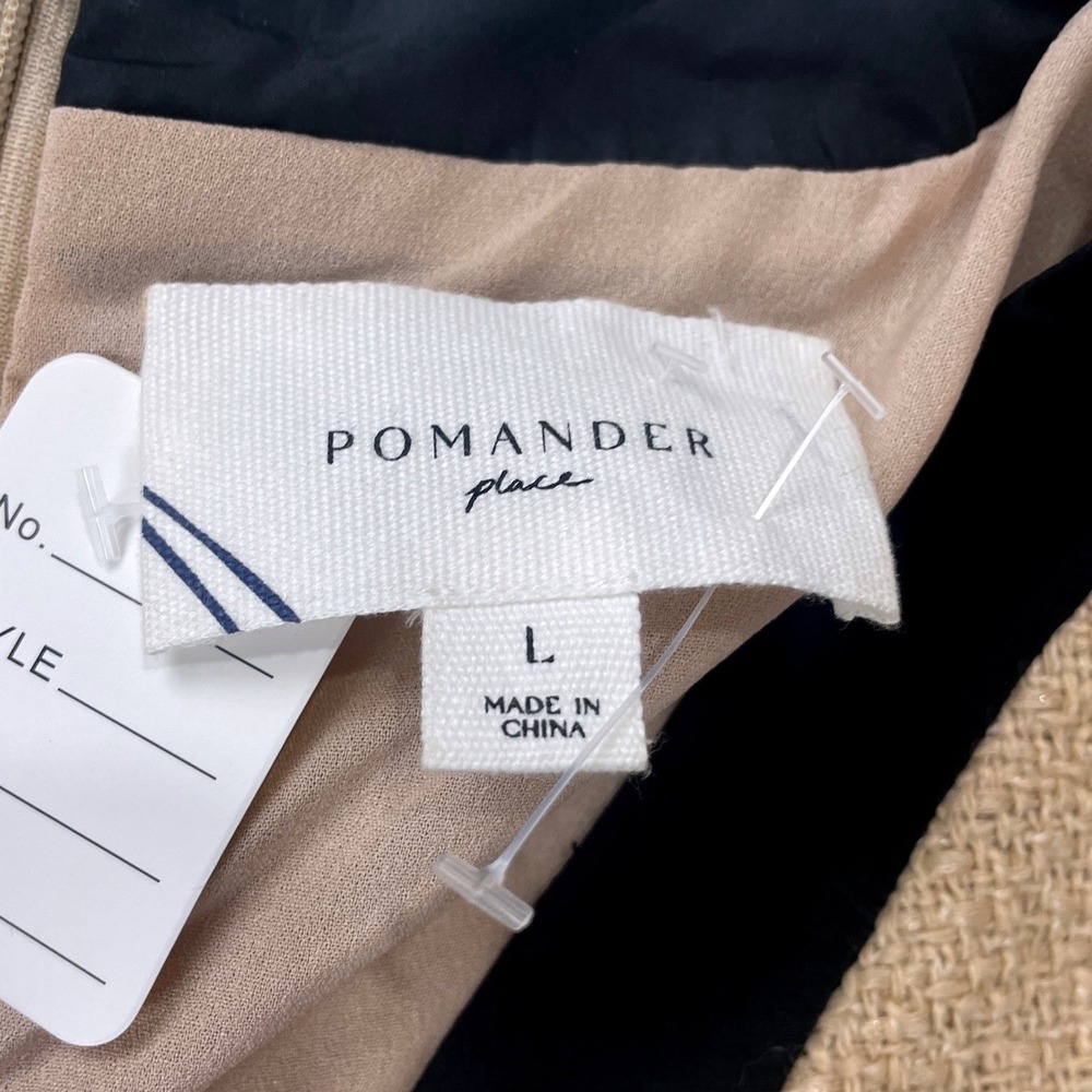 Pomander Place Tuckernuck Coco Tweed Bow Mini Shift Dress Large Beige Black Gold - Picture 5 of 9